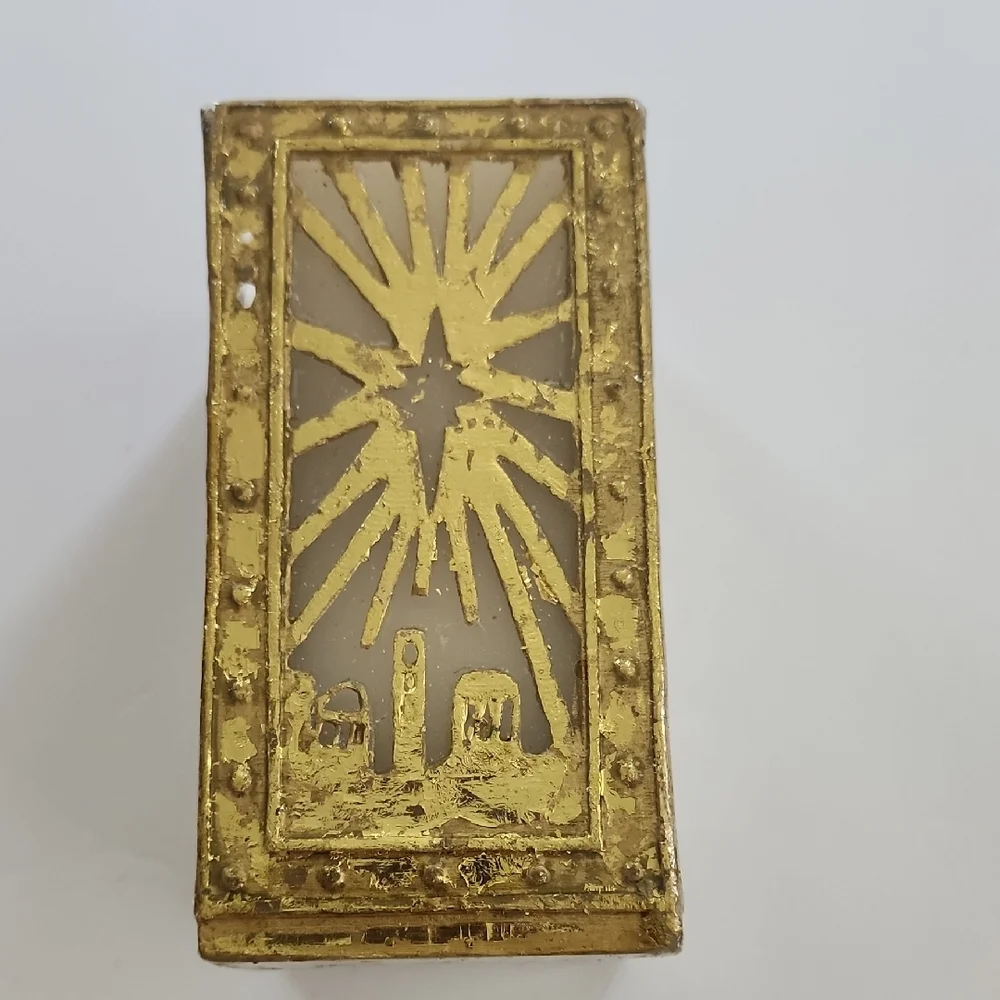 Cream & Gold Decorative Star Candle with Gold Base